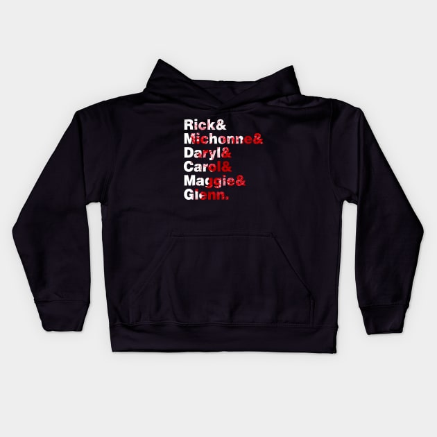 Rick & Michonne & Daryl & Carol & Maggie & Glenn Kids Hoodie by NotoriousMedia